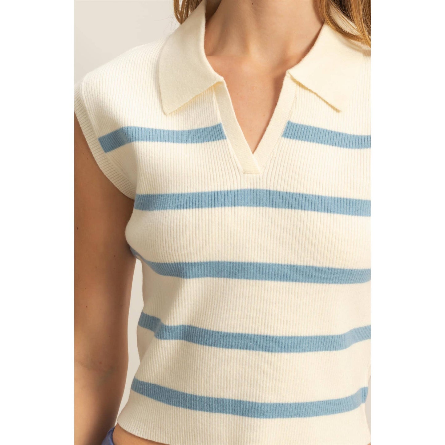 Collared Striped Polo Top